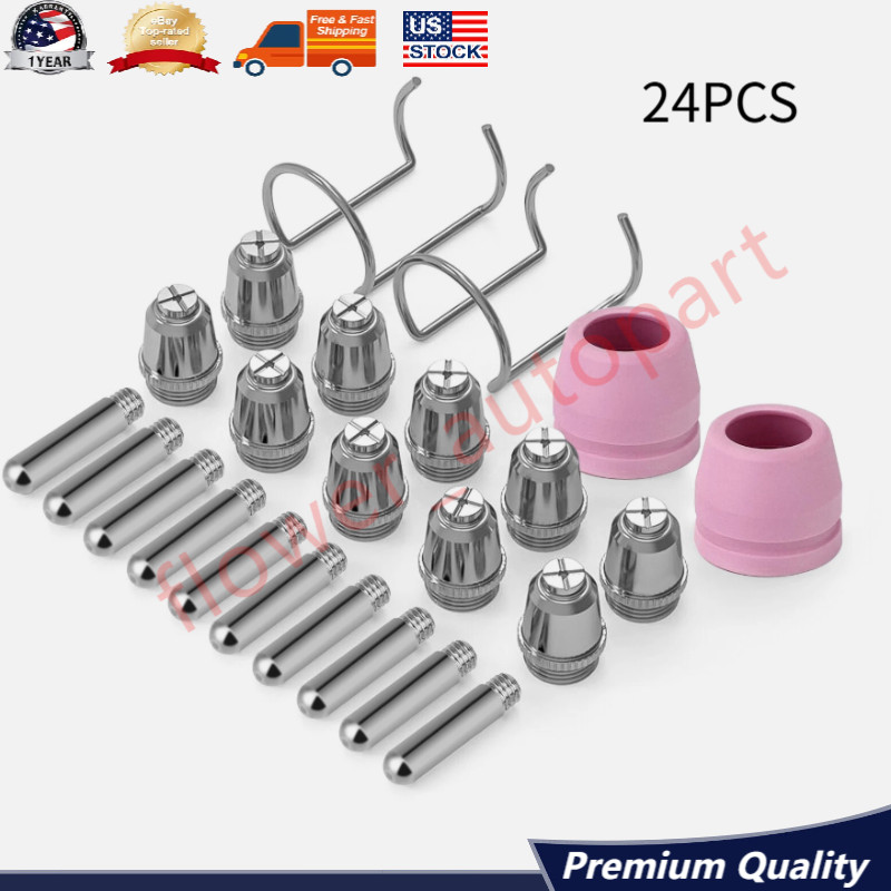 24pcs Plasma Cutter Torch Consumables Tip Kit For SG-55, AG-60, WSD-60, CUT50 60