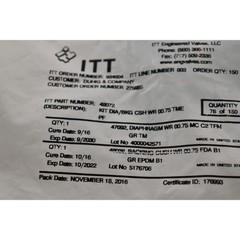 NEW ITT PF-D-TME-0.75 48072 DIAPHRAGM TME PTFE / EPDM 0.75”