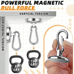FINDMAG 150 LB Strong Magnets Heavy Duty with Hooks, Neodymium Magnetic Hooks