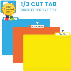 120Pack Colored File Folders Letter Size 8.5×11 1 3 Cut Tab Office Filing Set