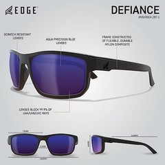 Edge Defiance -Black Frame/ Polarized Aqua Precision Blue Mirror Lens -ZTDFAP218