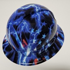 full brim hard hat custom hydro dipped IN AMERICAN THUNDER ⚡ USA LIGHTNING NEW