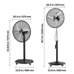 Uimoso 24in Industrial Pedestal Fan,High Velocity,6800CFM,Waterproof,Oscillating