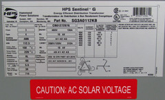 🙌 HPS HAMMOND 112.5 KVA TRANSFORMER 480 HV 208Y/120 LV 3 PHASE SG3A0112KB