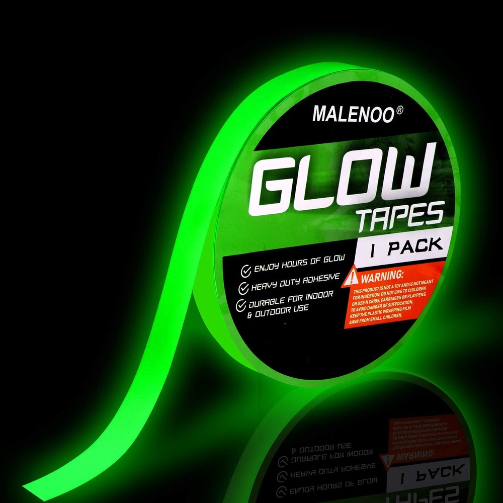 MALENOO Glow in The Dark Tape 0.5 Inch x 16 ft Green x 16 ft,