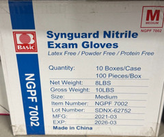 Synguard Nitrile Exam Gloves NGPF 7002, Size M, (BOX OF 1000)
