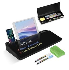 Desktop Whiteboard with Storage, Desk Organizer Dry Erase Glass White Board To-D