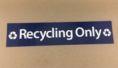 NEW American Decal 18″ x 4″ Recycling Only Blue White Sticker Sign Ships FREE