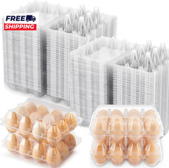 100 Packs Egg Cartons Cheap Bulk Plastic for 12 Eggs Clear Egg Cartons 3* 4 Grid