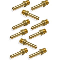 10 x 1/4(6mm) In Hose Barb to 1/8 Inch Male Thread Fitting, Brass Connector