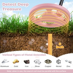 24.5″-33.5″ Metal Detector for Kids with LCD Display IP68 Waterproof Pink