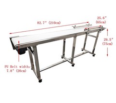 110V 82.7″*7.8″ Food Grade White PU Belt Conveyor Stainless Steel Body 120W