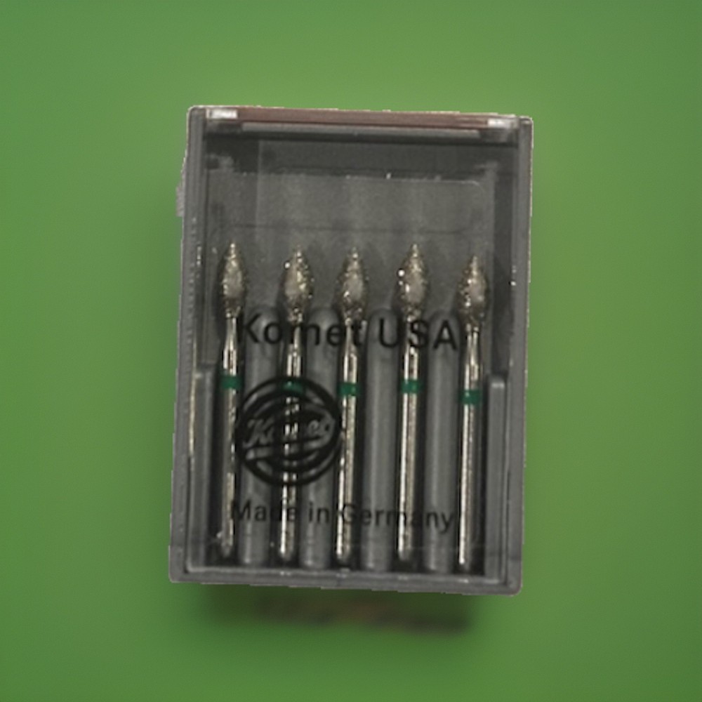 KOMET- FOOTBALL SHAPED DIAMOND BURS -MEDIUM GRIT -6368 FG023 -1 pack of 5 burs