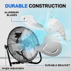 16″ 5688 CFM High Velocity Metal Industrial Floor Fan Garage,Shop W/Wall-Mount