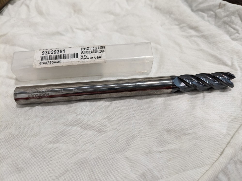 ACCUPRO Corner Radius End Mill: 1/2″ Dia, 1-1/2″ LOC 4 Fl solid carbide 12183740