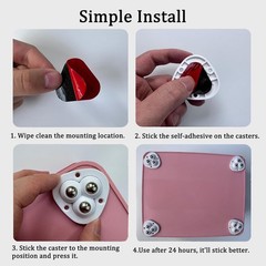 20 pcs Mini Swivel Caster Wheels Self Adhesive Stainless Steel Rolles