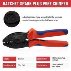 Premium Ratchet Spark Plug Wire Crimping Tool Kit with 24 Terminals & Boots