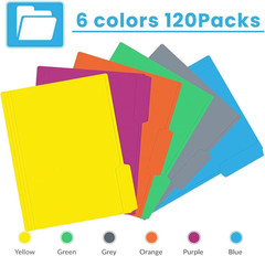 120 Pack Colored File Folders, 1/3 Cut Tab Letter Size 8.5″ x 11″ Manila Folders
