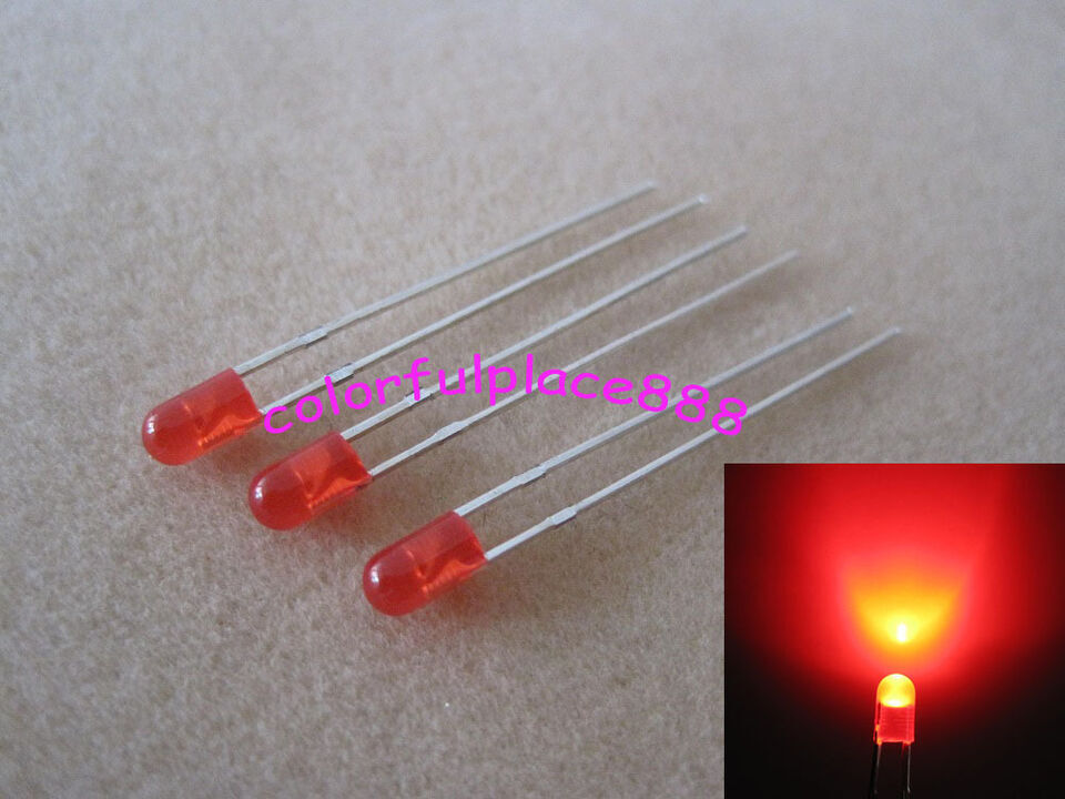 3mm Flangeless Red Yellow Blue Green White Orange Warm White Diffused Round LED
