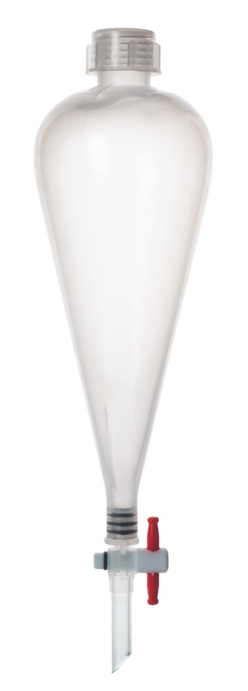 Eisco Labs 250ml Separatory Funnel with Cap, PTFE Key Stopcock – Polypropylene