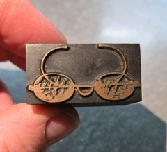 Printing Block “Old Spectacles Glasses” Wire Framed Style Eyeglasses Image