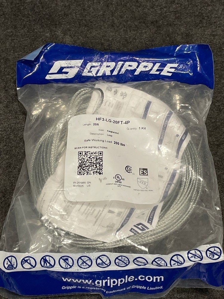 NEW Gripple HF3-LG-20FT -4P Standard Hanger Loop End #3 200LB