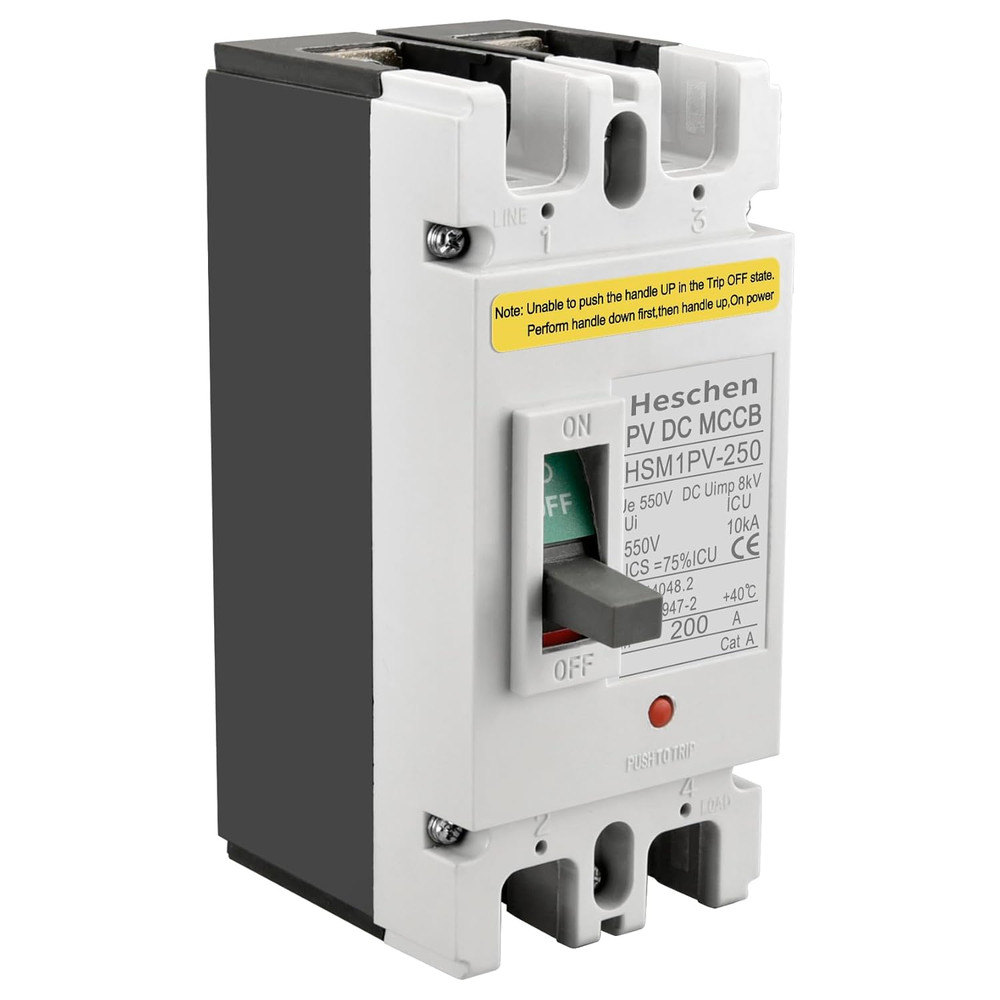 DC550V Solar PV MCCB Circuit Breaker 2 Pole 200A Thermal Magnetic 10KA