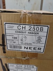 1 Box of 100-NEER CH-250-B CH250B Conduit Hanger w/Nut & Bolt 1-1/4″ New Old Stk
