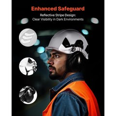 Uimoso Industrial Safety Helmet with Visor Earmuffs Adjustable Vented Hard Hat