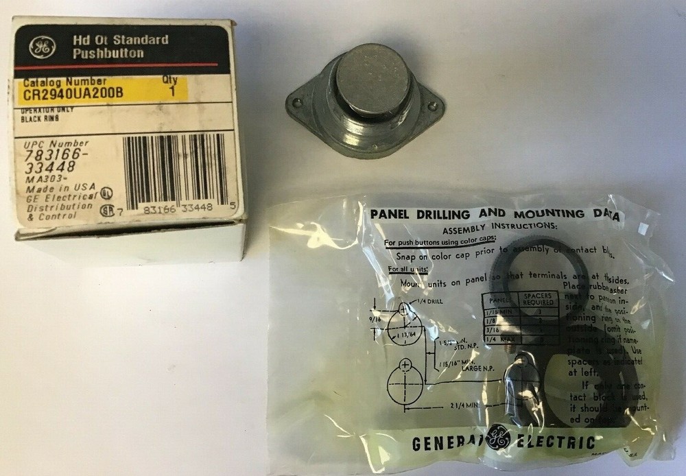 GE STANDARD PUSHBUTTON CR2940UA200B OPERATOR ONLY BLACK RING