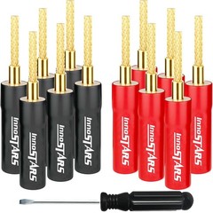 Flex Pin Banana Plugs Connector (6 Pairs, 12 Pcs), 2MM Braided, 24K Gold-Plat…