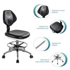 US Adjustable Stool Doctor Chair Hydraulic Rolling for Dental Massage Salon Spa