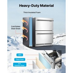 Uimoso 24-Inch Drawer Refrigerator and Freezer Combo for Undercounter Use