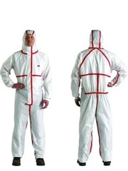 3M 4565-BLK Large Hooded Disposable Protective Coverall White/Red Pack of 25