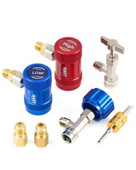 R1234yf Quick Couplers Set – Adapter Tool Kit with Self-Sealing Tap & Valve Core