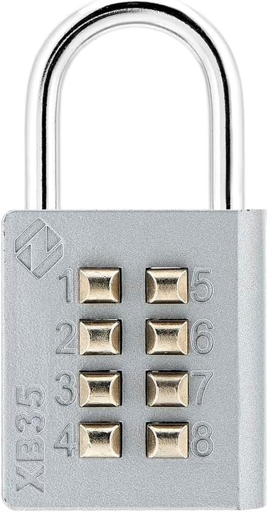 8 Digit Push Button Combination Padlock 4 Digit Code Lock for Locker Fence Gray