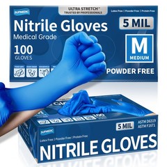 Supmedic Blue Nitrile Exam Gloves, 5 mil Powder-Free Chemo-Rated Food Safe