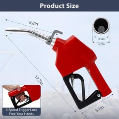 3/4 inch NPT Automatic Fuel Nozzle 13/16 inch Spout Auto Shut Off Gas Nozzle
