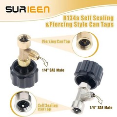 Refrigerant Can Tap R134A Self‑Sealing & Puncture Valve +Tank Adapter Kit Bla