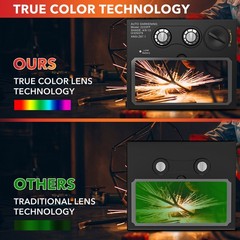 Solar Auto Darkening Welding Helmet/Hood, True Color 1/1/1/2 Clarity Grind Mode