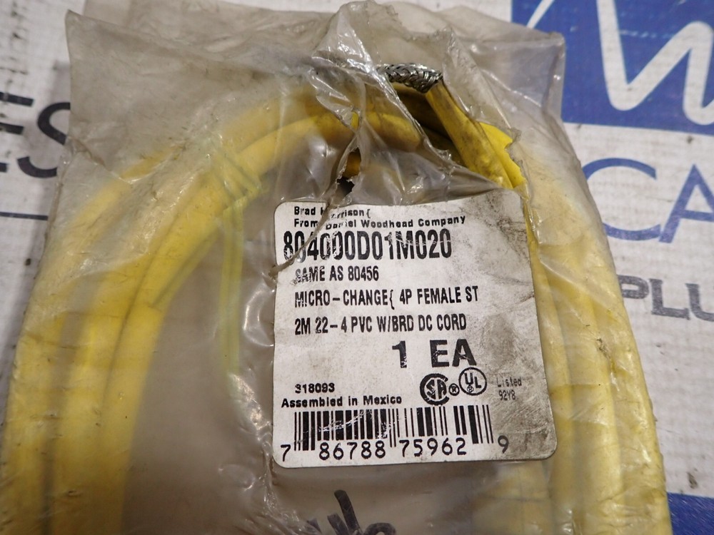 New Daniel Woodhead 80400D01M020 4 Pin Female Straight 2M Cordset