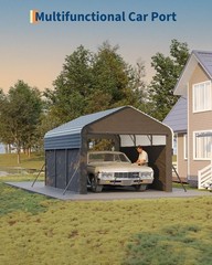 10×15 FT Metal Carport with Steel Frame &220 g Tarp, Outdoor Heavy Duty Shelter