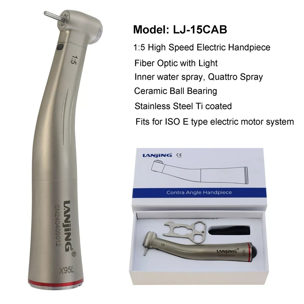Dental Electric Handpiece 1:5 Contra Angle Fiber Optic High Speed NSK KaVo M25L