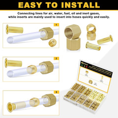 Brass Compression Fittings Kit 180 PCS 1/4 inch Sleeves Ferrules Inserts