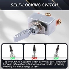 Heavy Duty Toggle Switch 3 Way DC 12V 50A Self-Locking ON/Off/ON 3 Position US