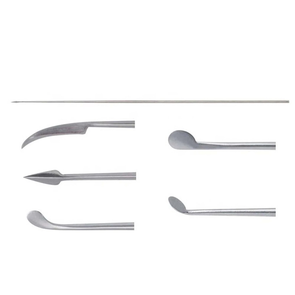 Set of 5pcs ENT Micro Laryngeal Forceps Laryngeal Knife Round 30Degrees Curved