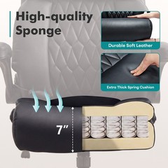 Big and Tall Office Chair 500LBS Flip Up Arms Adjustable Lumbar Support Black