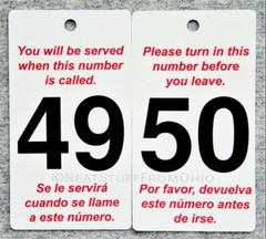 TAKE A NUMBER CARDS, PRINTED BOTH SIDES, No. 01-50, HIGHEST-QUALITY, THICK PVC