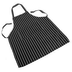 1Pc Adjustable Chef Apron with Two Pockets Striped Kitchen Bib for Men and Women