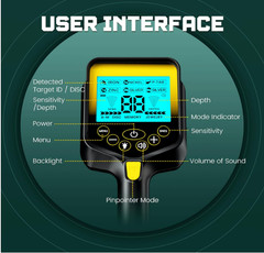 Detector de Metales Plegable y Retráctil con Batería Recargable de 2000mAh para